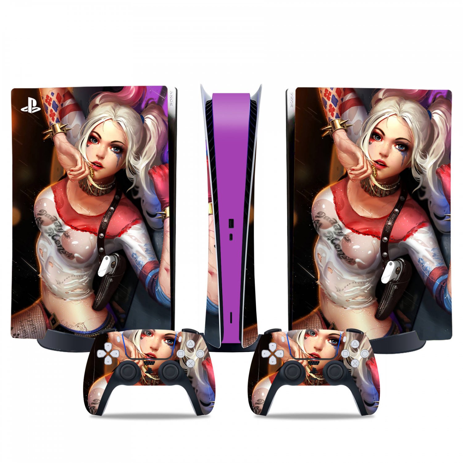 Harley Quinn decal skin for PS5 digital Console & 2 Controllers