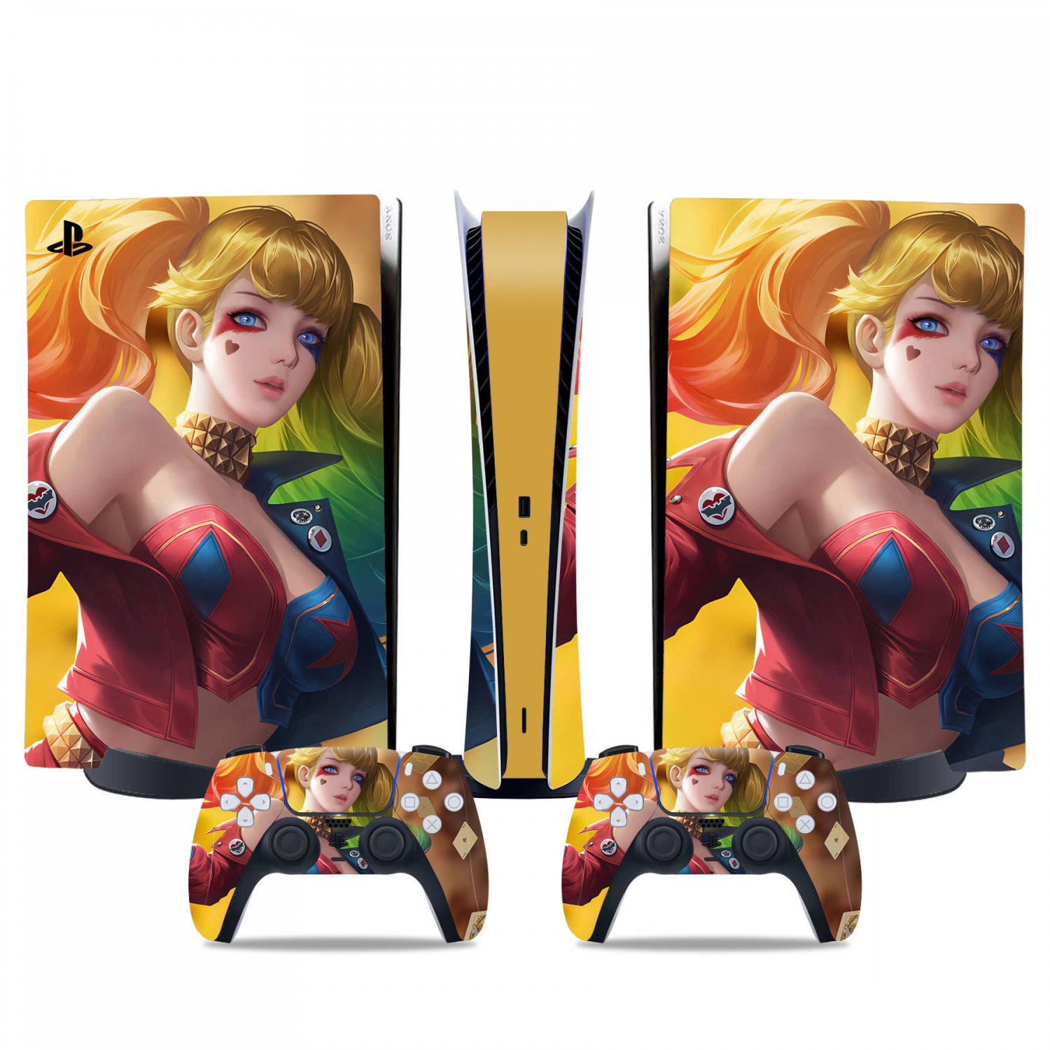Harley Quinn decal skin for PS5 digital Console & 2 Controllers