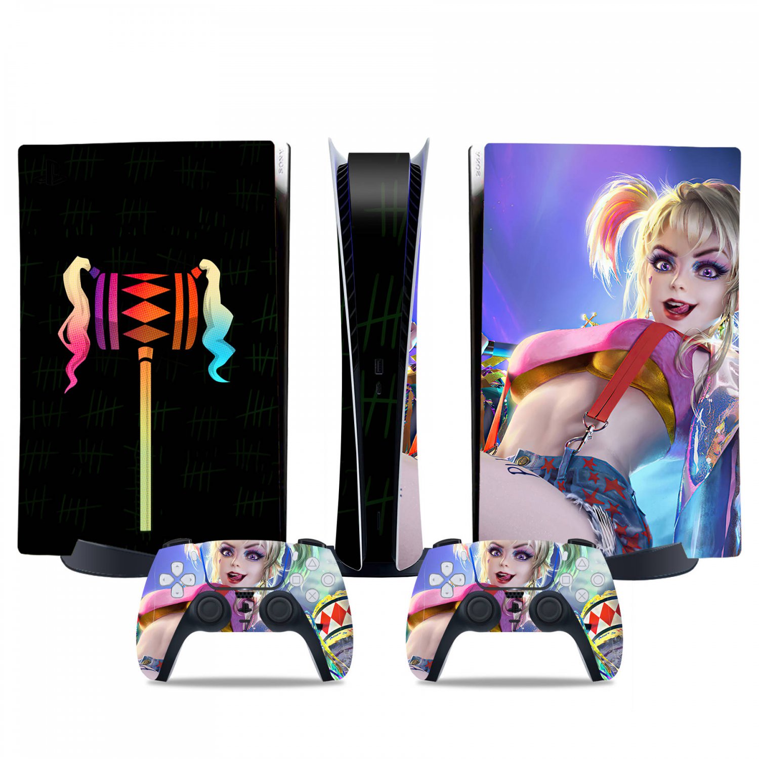 Harley Quinn decal skin for PS5 digital Console & 2 Controllers