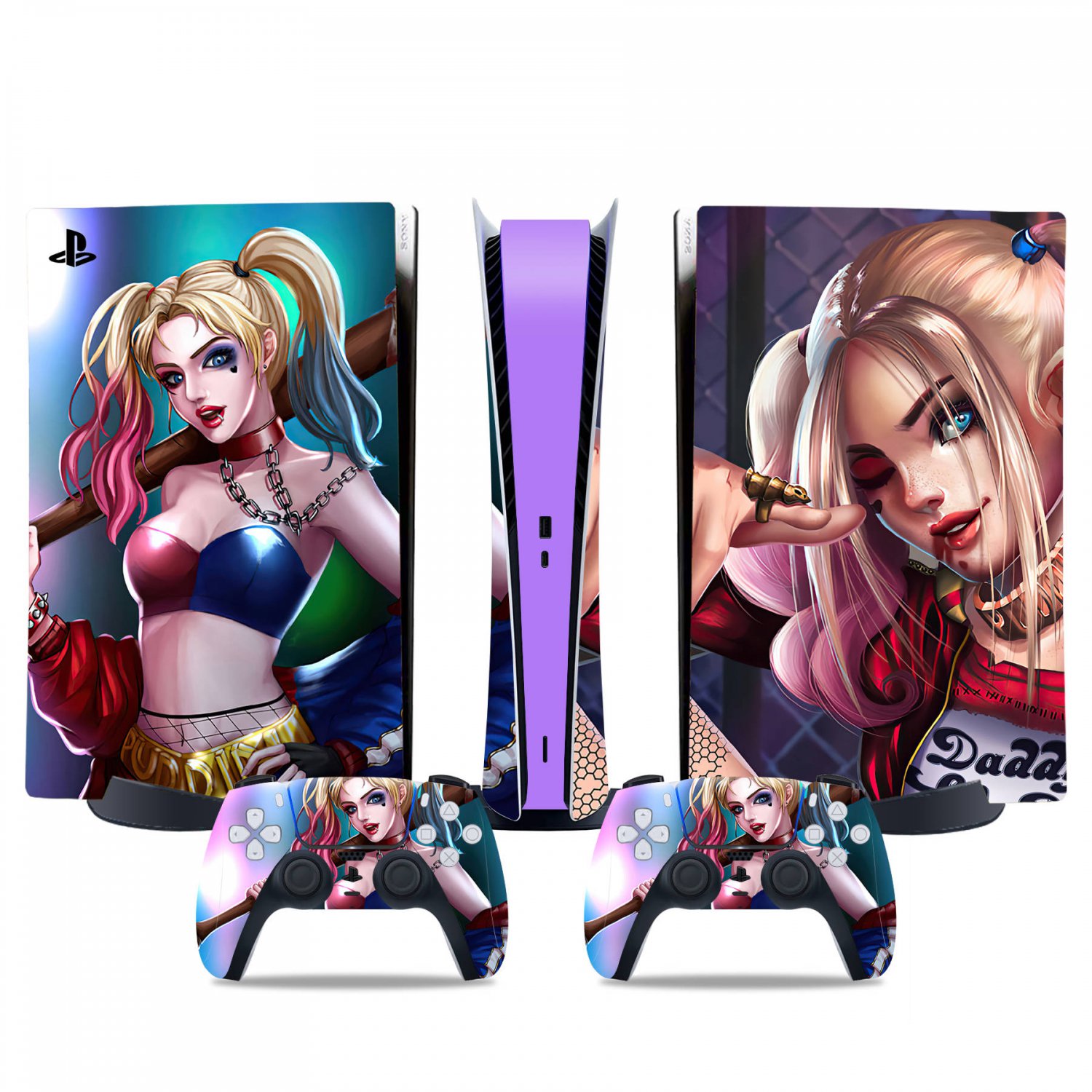 Harley Quinn decal skin for PS5 digital Console & 2 Controllers