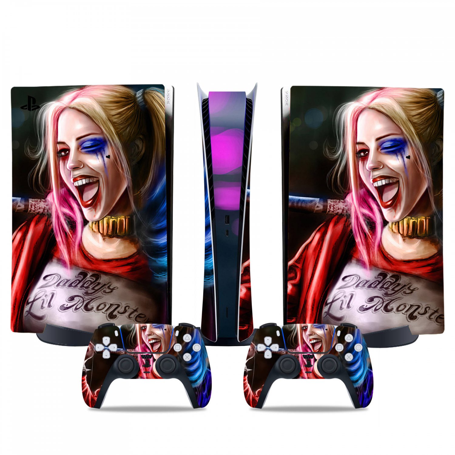 Harley Quinn decal skin for PS5 digital Console & 2 Controllers