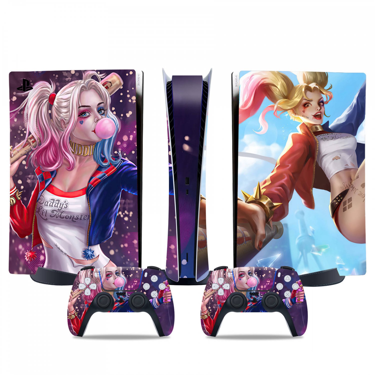 Harley Quinn decal skin for PS5 digital Console & 2 Controllers