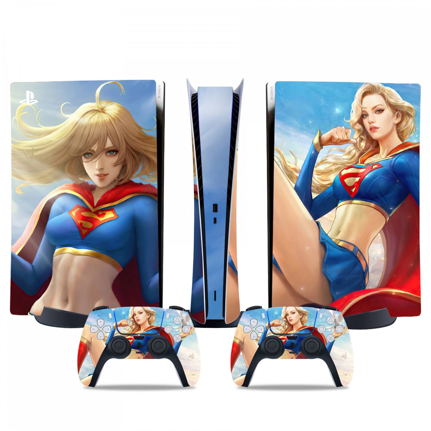 Super woman decal skin for PS5 digital Console & 2 Controllers