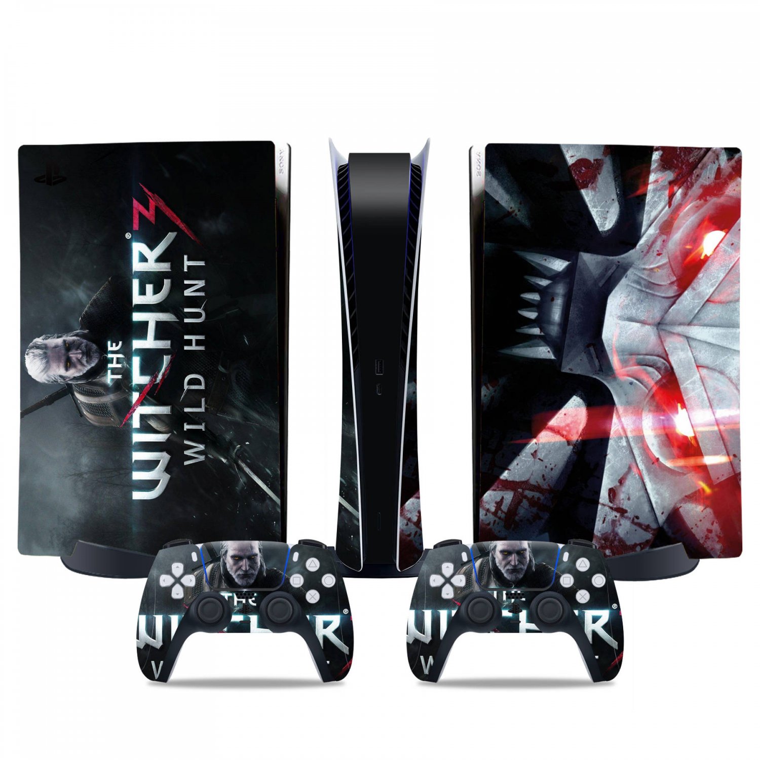 The Witcher Wild Hunt decal skin for PS5 digital Console & 2 Controllers