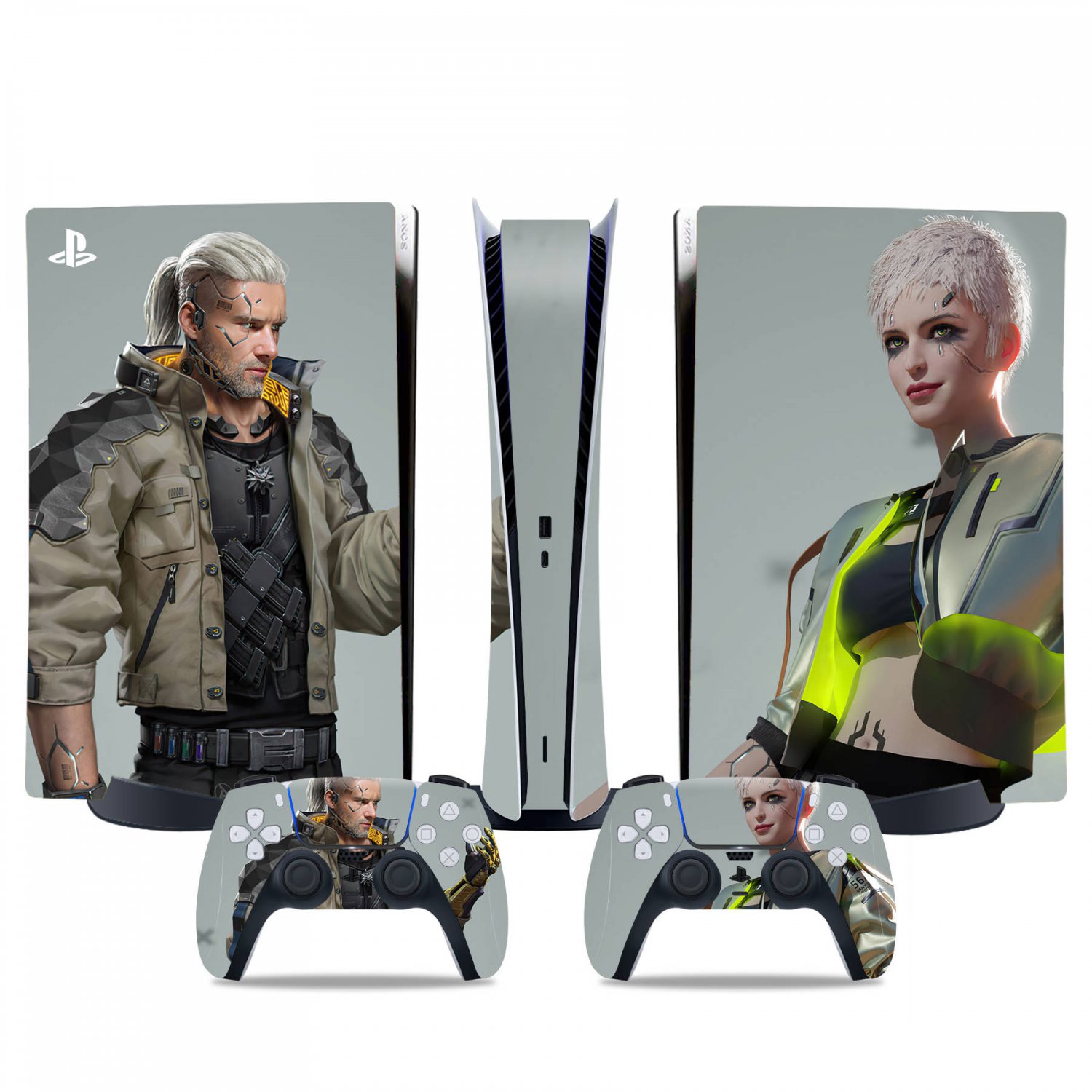 Cyberpunk decal skin for PS5 digital Console & 2 Controllers