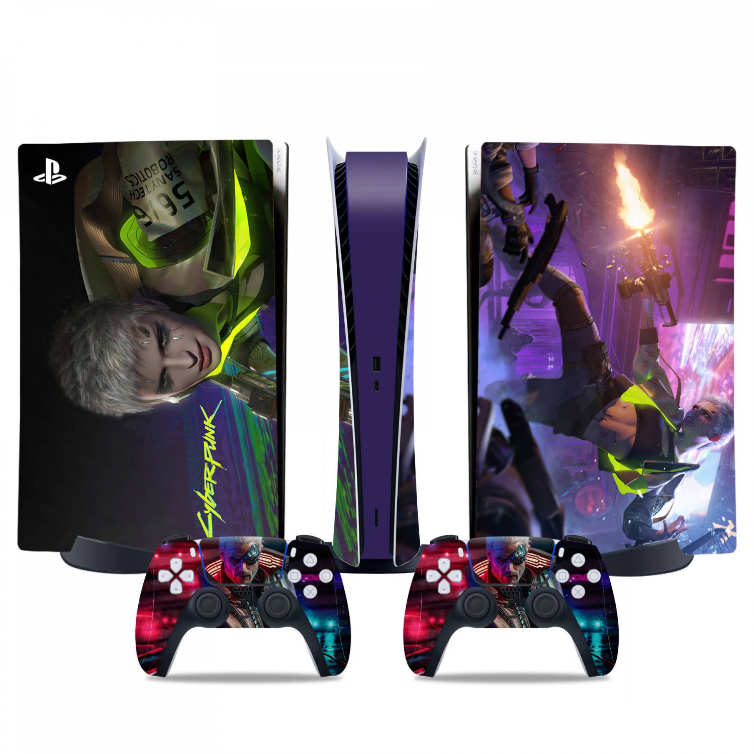 Cyberpunk decal skin for PS5 digital Console & 2 Controllers