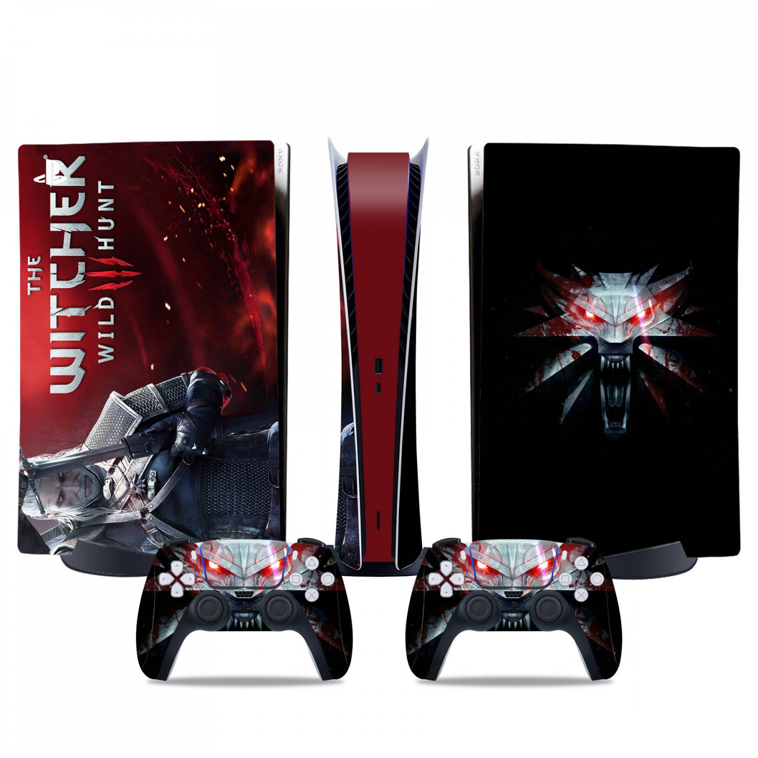 The Witcher Wild Hunt decal skin for PS5 digital Console & 2 Controllers