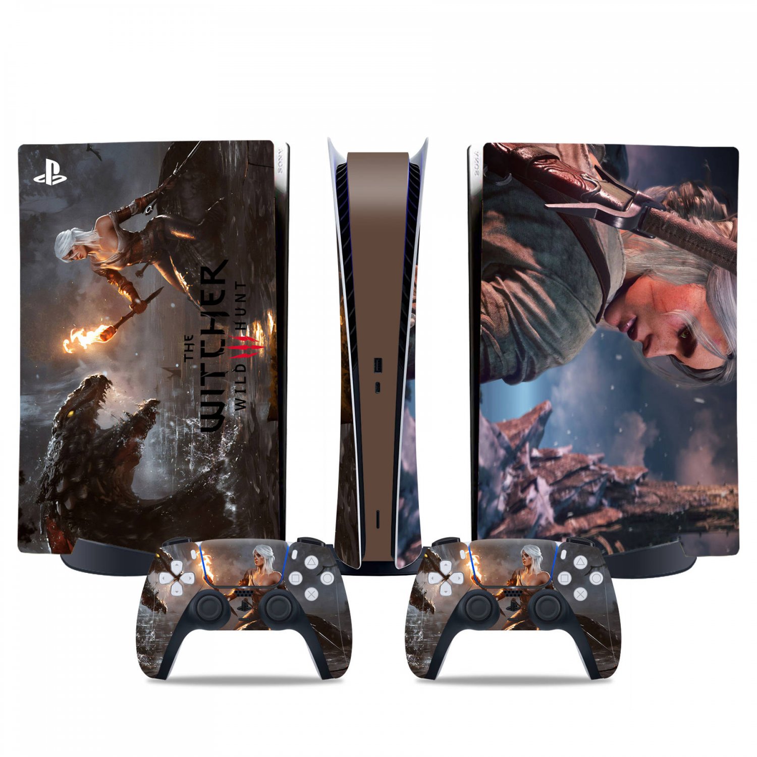 The Witcher Wild Hunt decal skin for PS5 digital Console & 2 Controllers