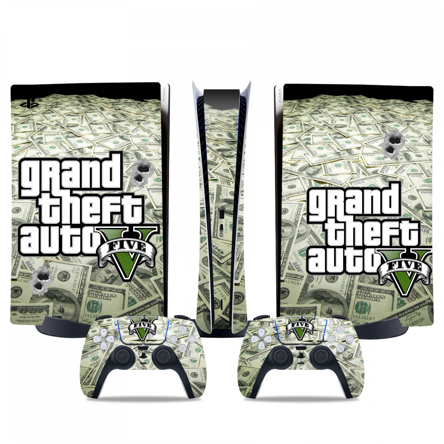 GTA 5 decal skin for PS5 digital Console & 2 Controllers