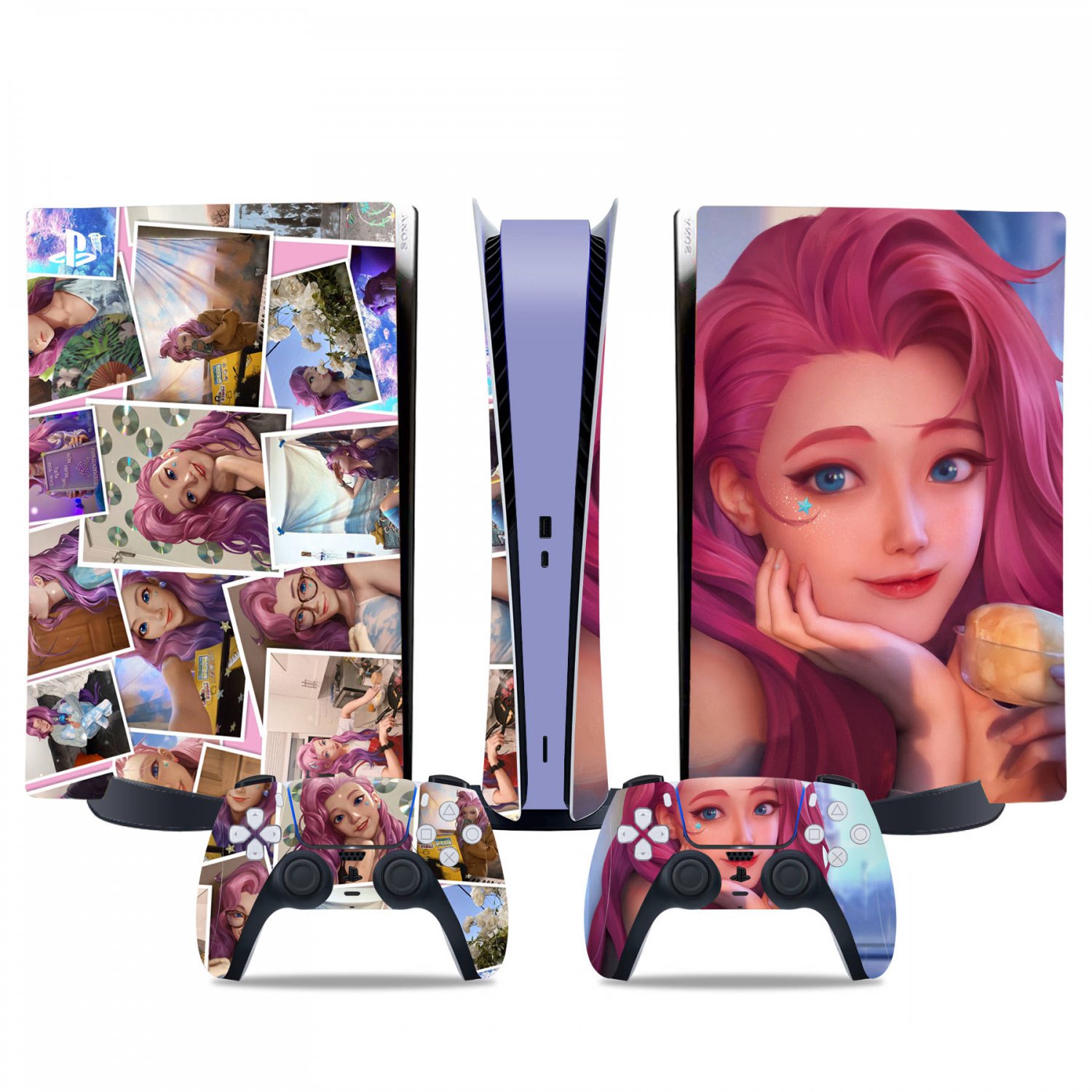 Anime Girl decal skin for PS5 digital Console & 2 Controllers