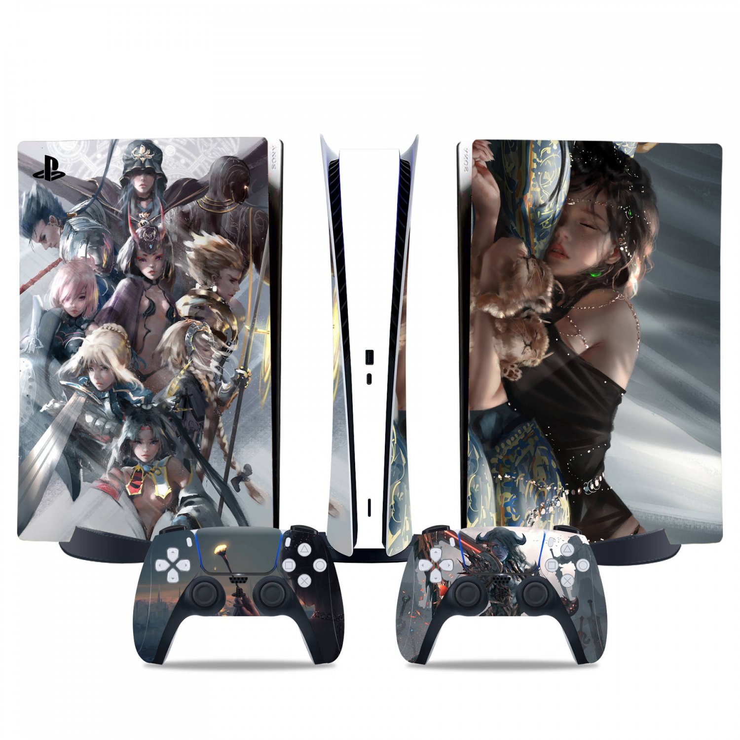 Anime Girl decal skin for PS5 digital Console & 2 Controllers