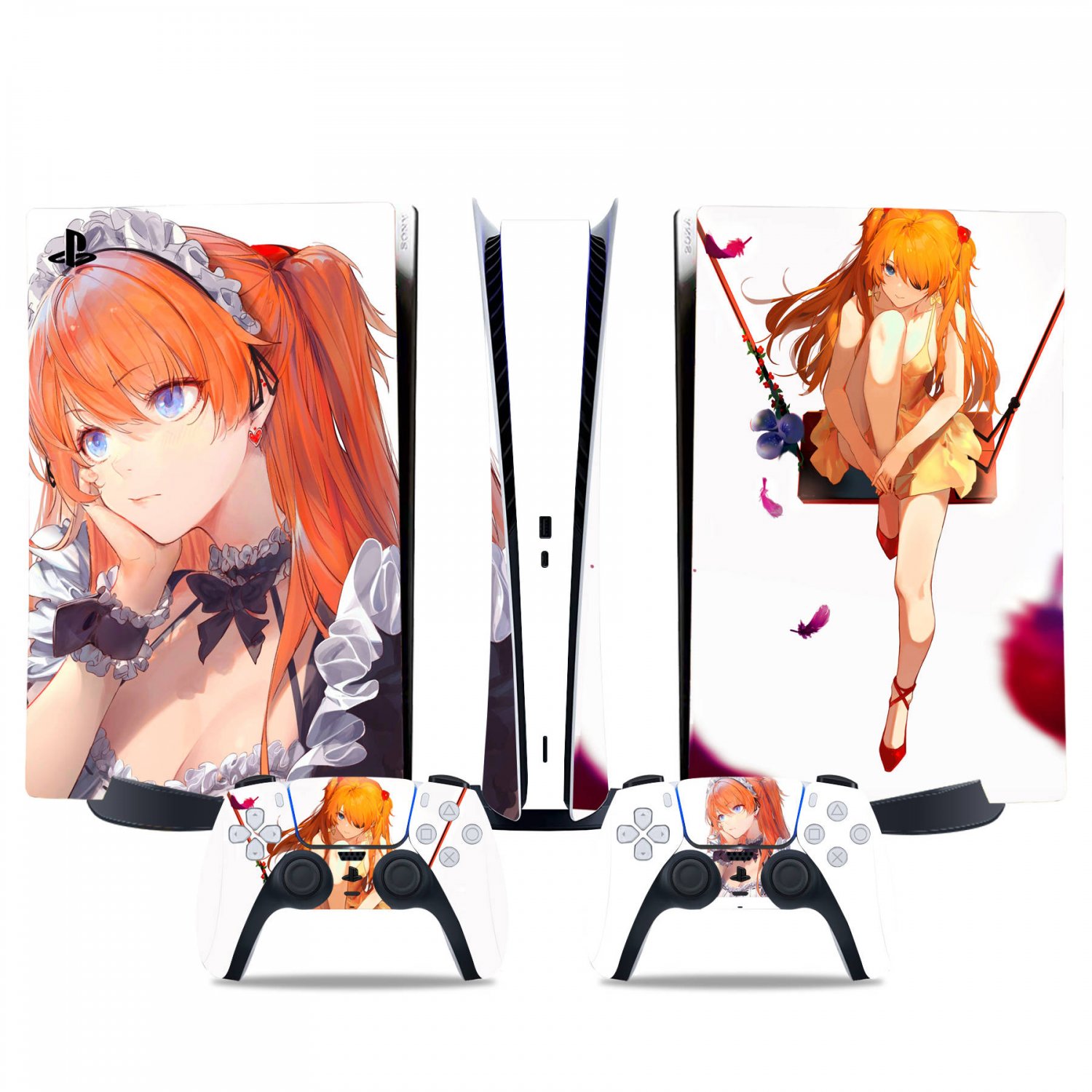 Anime Girl decal skin for PS5 digital Console & 2 Controllers
