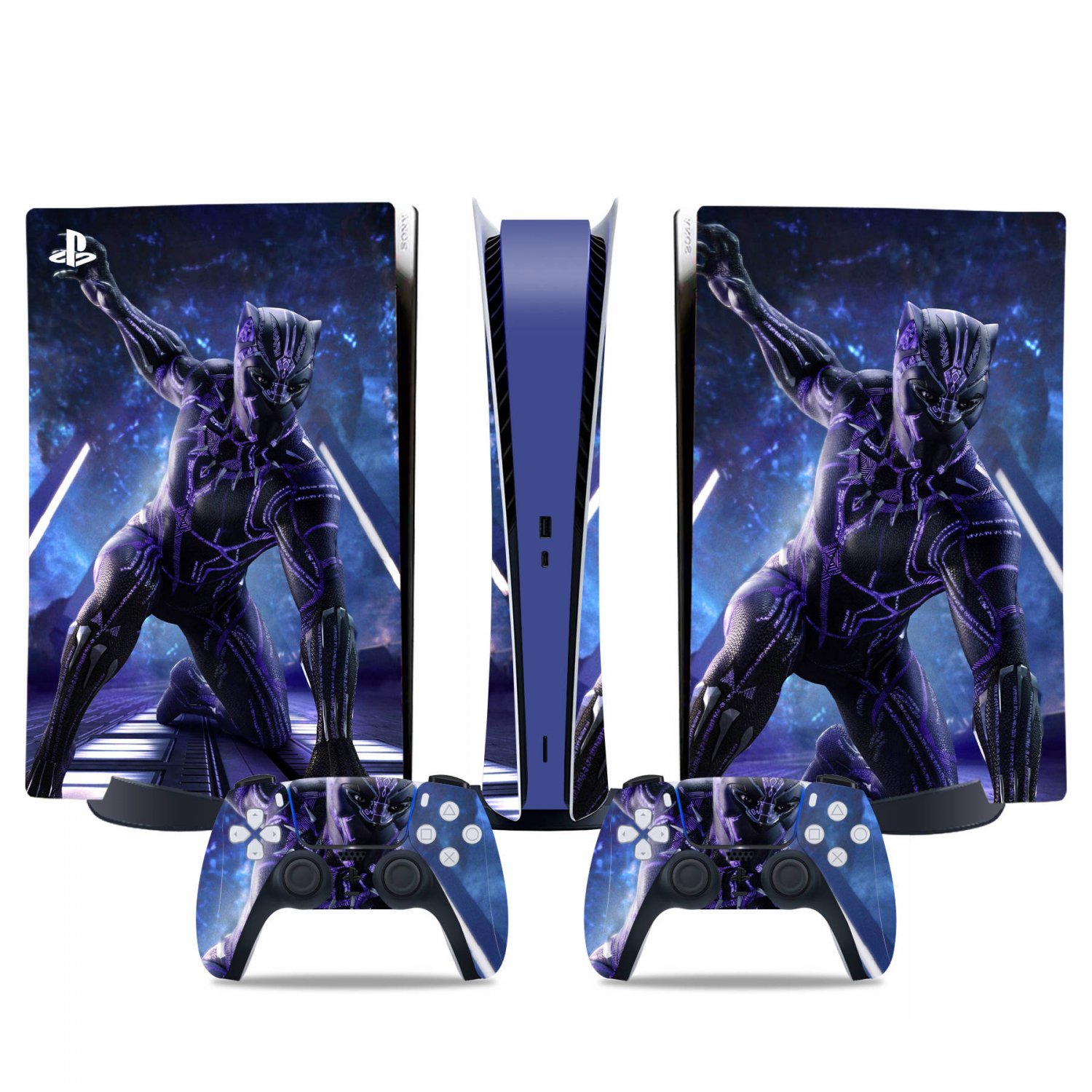 Black Panther decal skin for PS5 digital Console & 2 Controllers