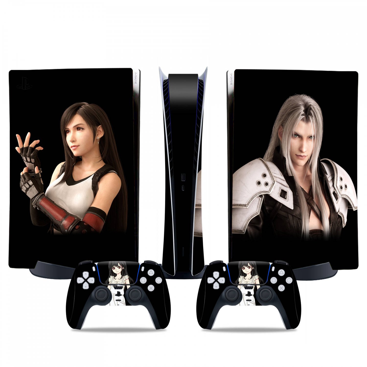 Final Fantasy 7 decal skin for PS5 digital Console & 2 Controllers