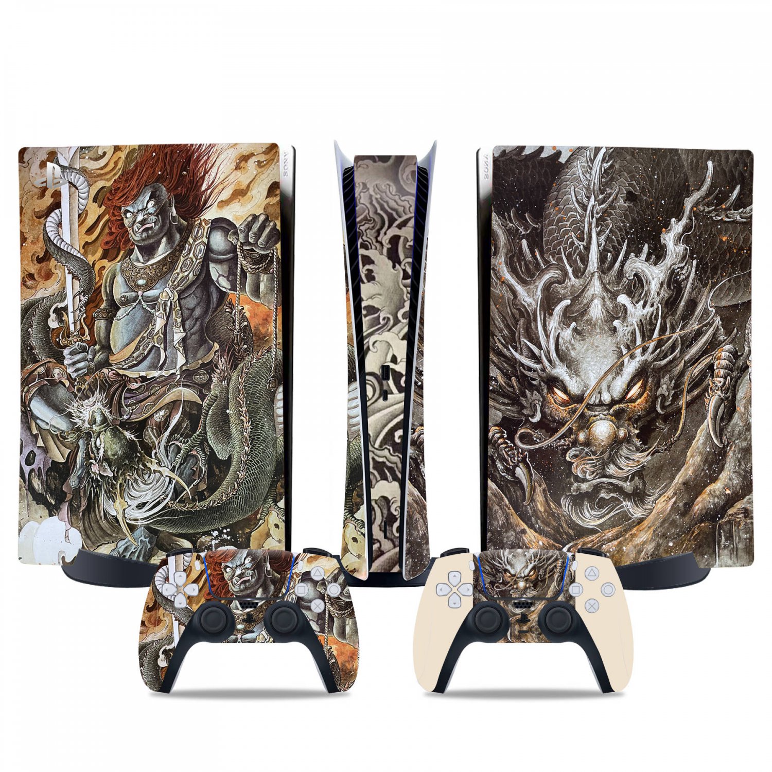 Samurai Wallpaper decal skin for PS5 digital Console & 2 Controllers