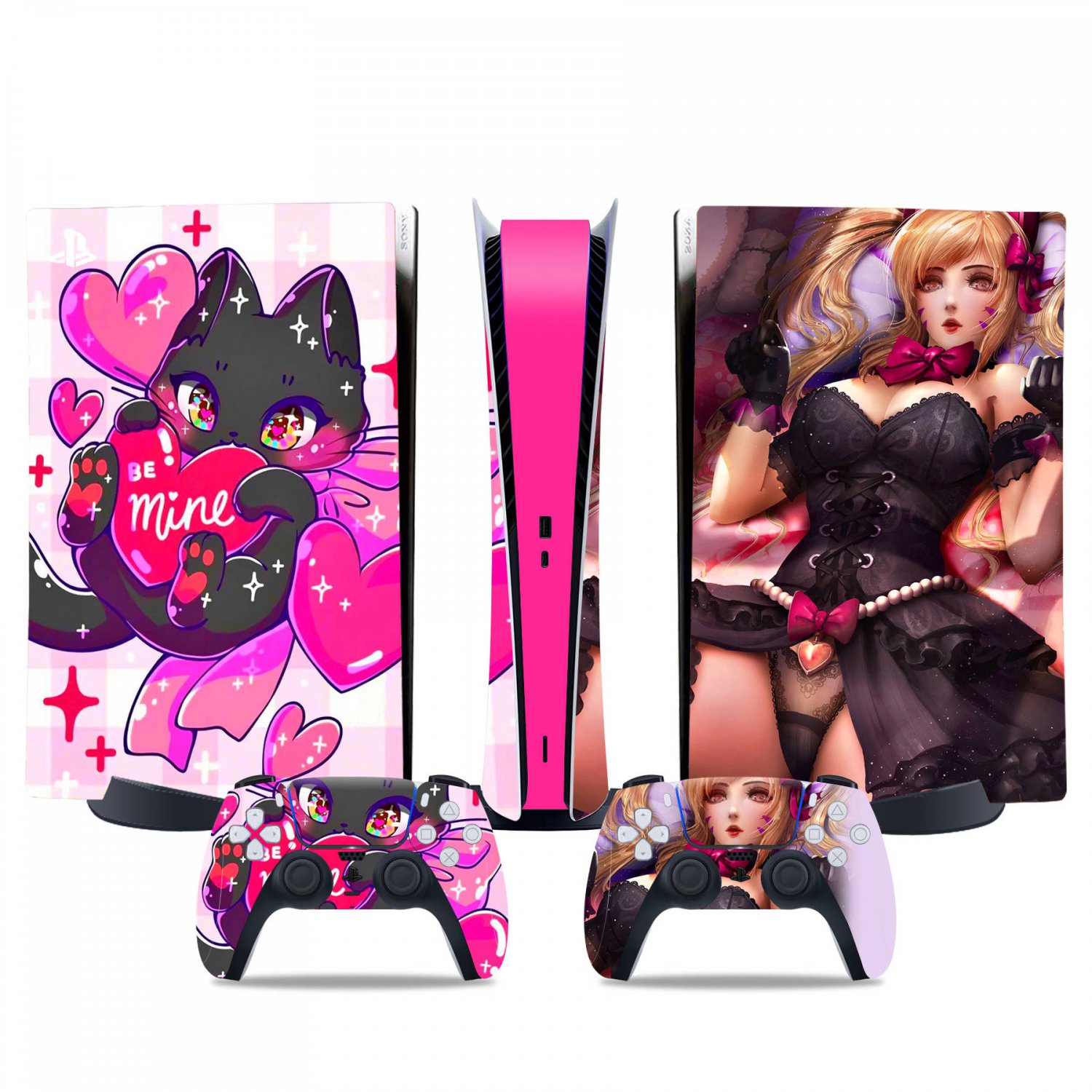 Anime Girl decal skin for PS5 digital Console & 2 Controllers