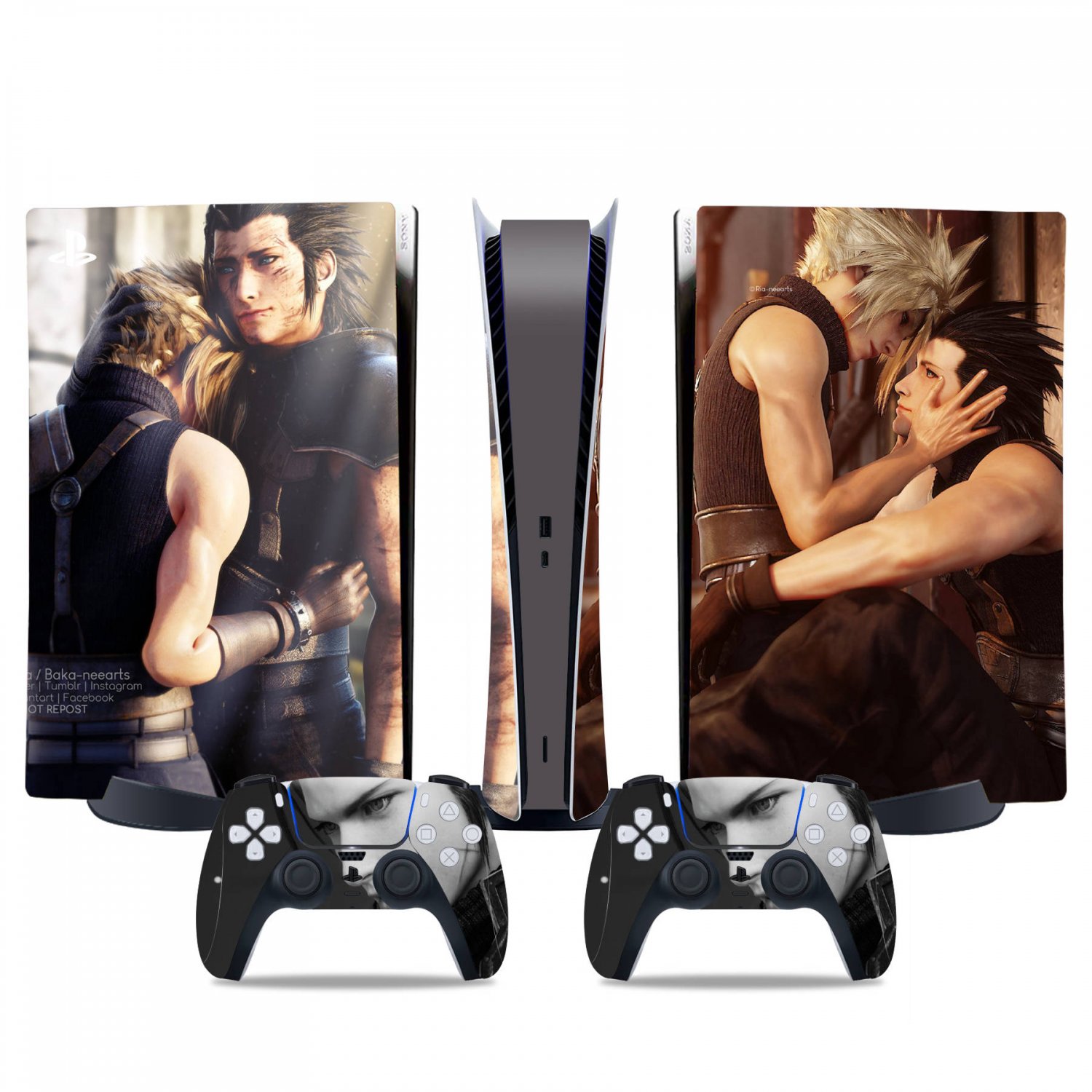Final Fantasy 7 decal skin for PS5 digital Console & 2 Controllers