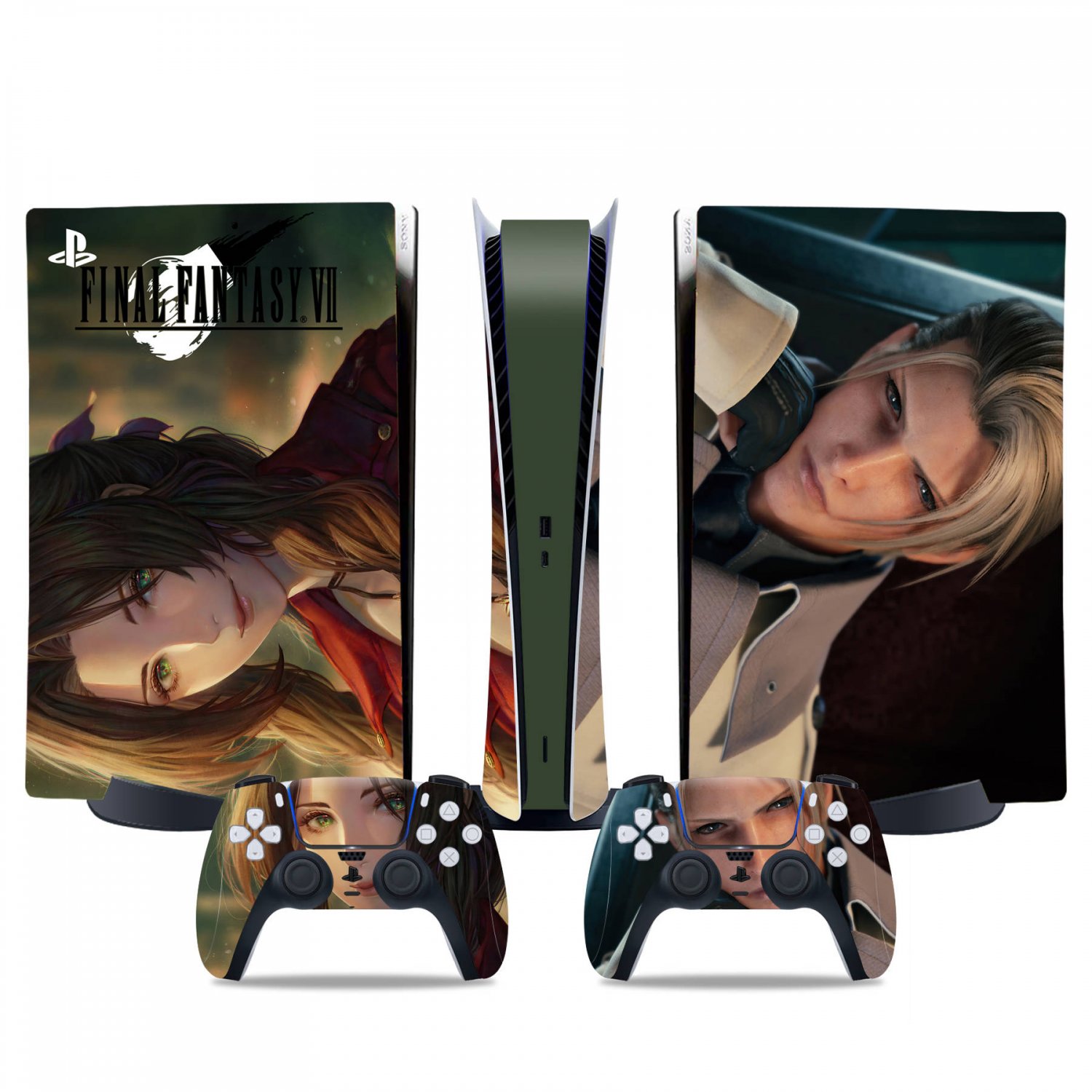 Final Fantasy 7 decal skin for PS5 digital Console & 2 Controllers