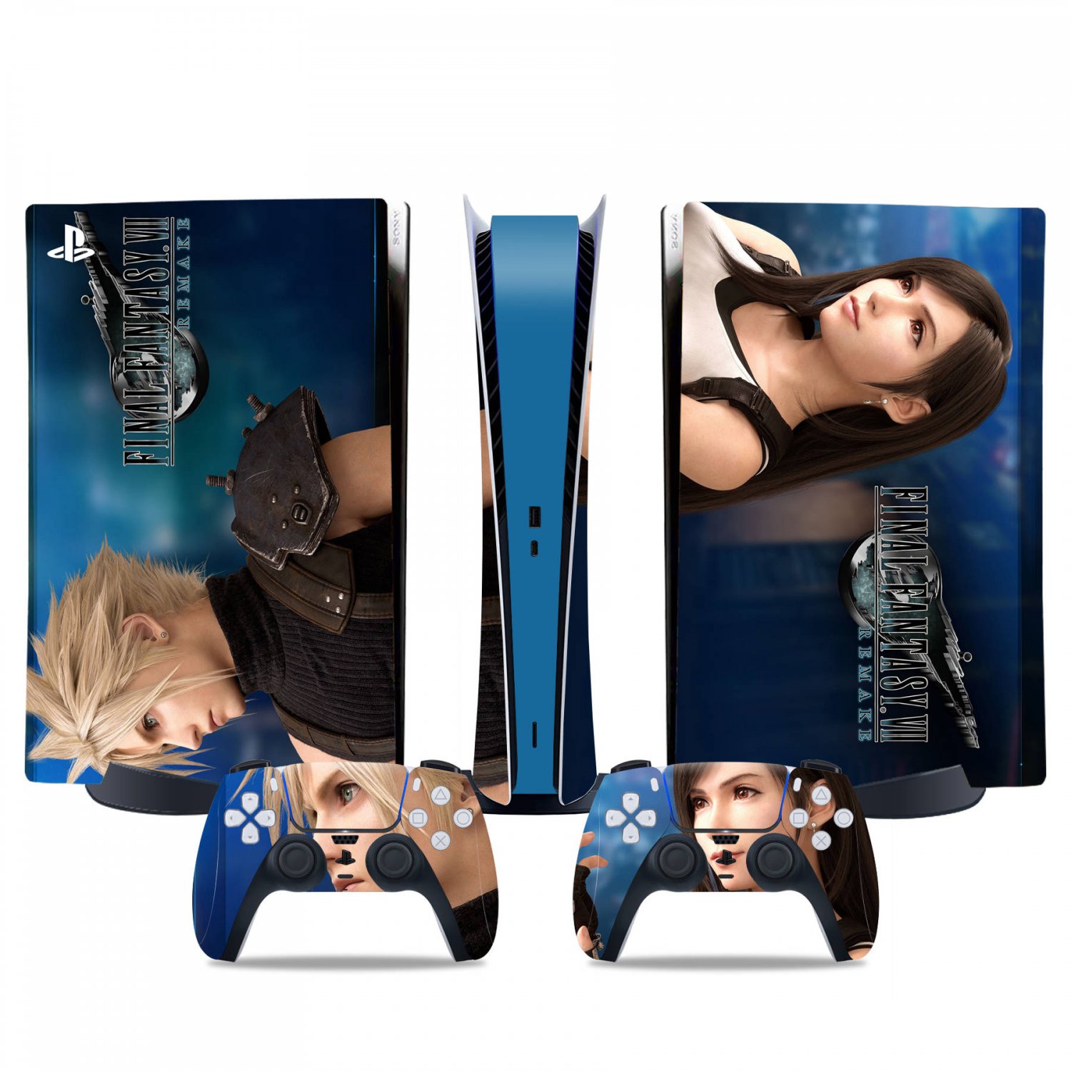 Final Fantasy 7 decal skin for PS5 digital Console & 2 Controllers