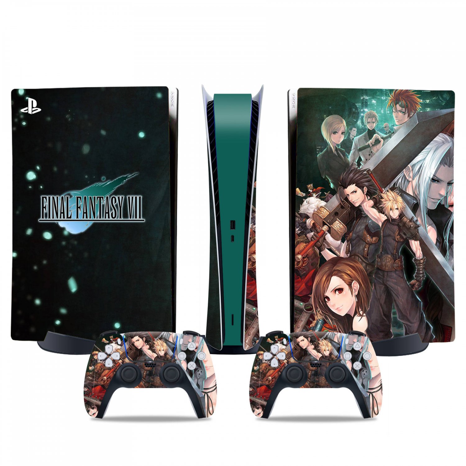 Final Fantasy 7 decal skin for PS5 digital Console & 2 Controllers