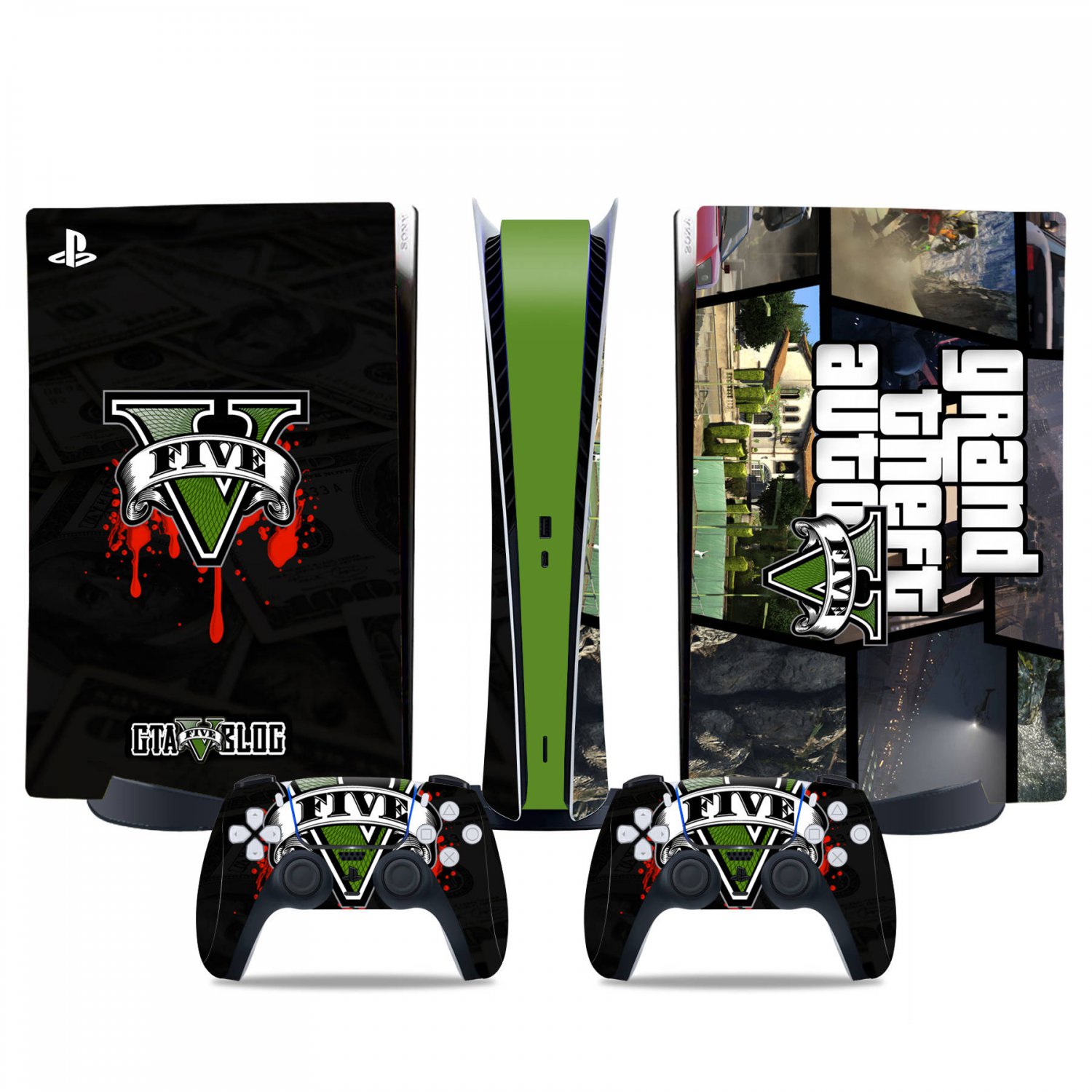 GTA 5 decal skin for PS5 digital Console & 2 Controllers