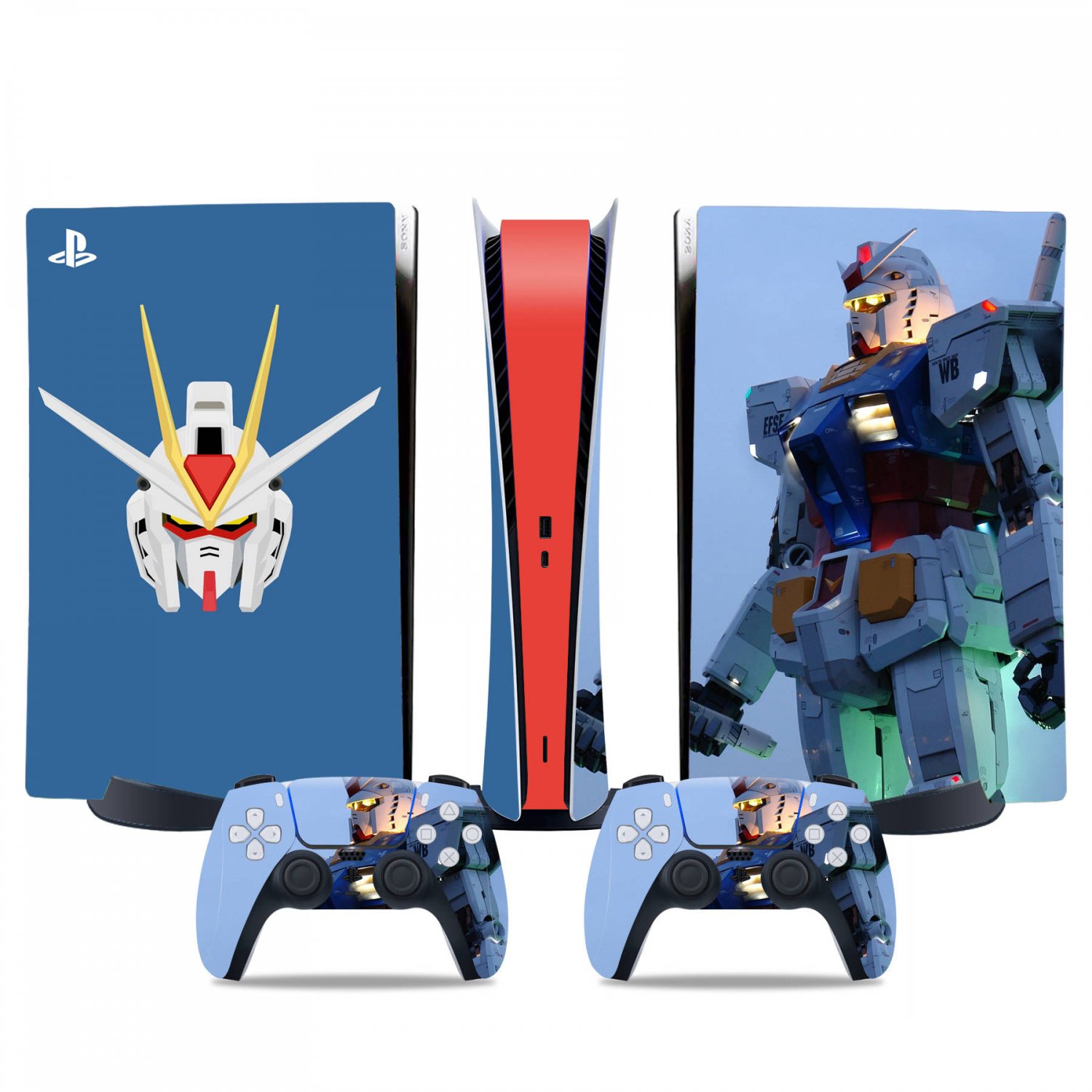 Gundam decal skin for PS5 digital Console & 2 Controllers