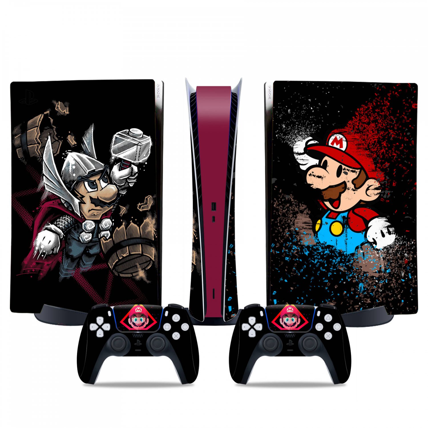 Super Mario decal skin for PS5 digital Console & 2 Controllers