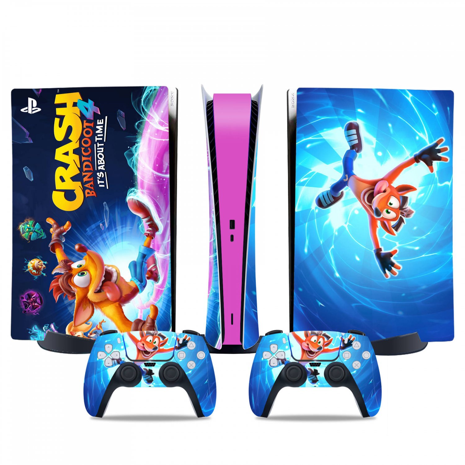 Crash Bandicoot decal skin for PS5 digital Console & 2 Controllers