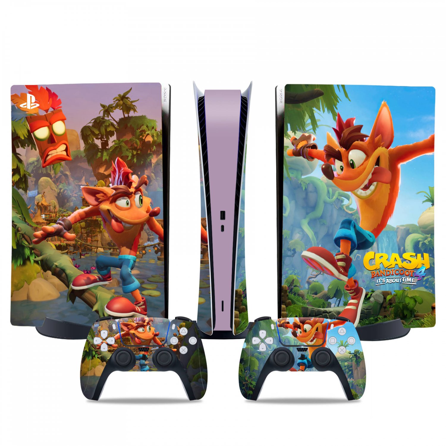 Crash Bandicoot decal skin for PS5 digital Console & 2 Controllers