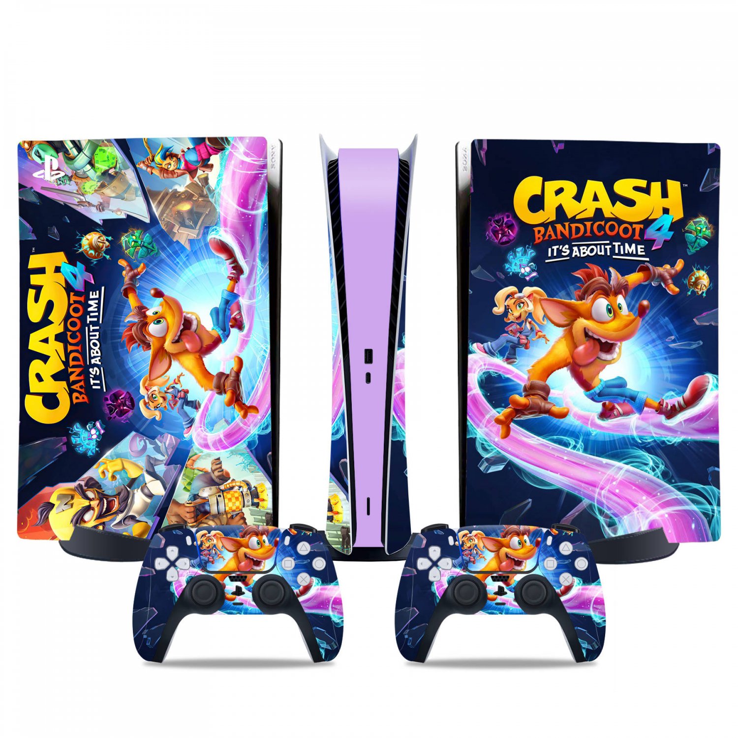 Crash Bandicoot decal skin for PS5 digital Console & 2 Controllers
