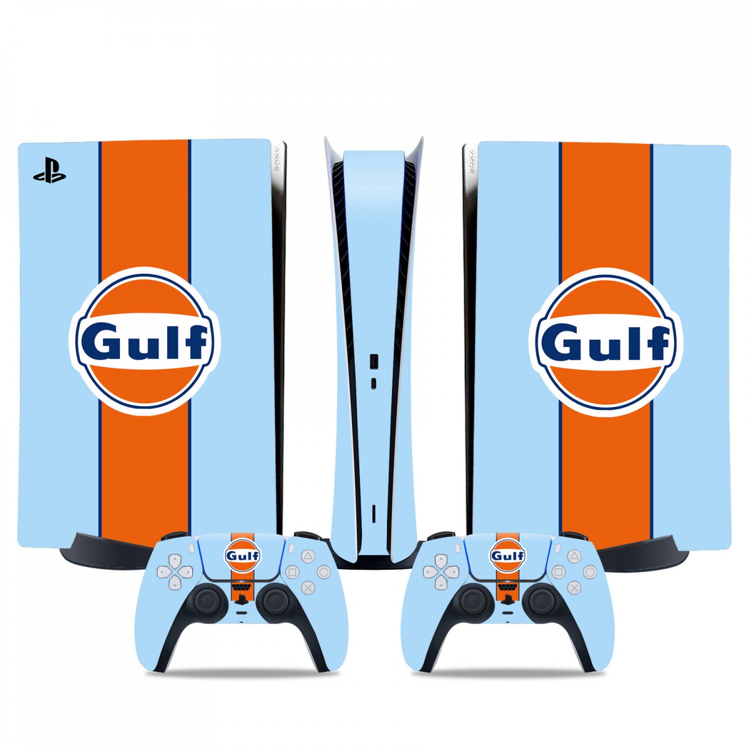 Gulf Oil decal skin for PS5 digital Console & 2 Controllers