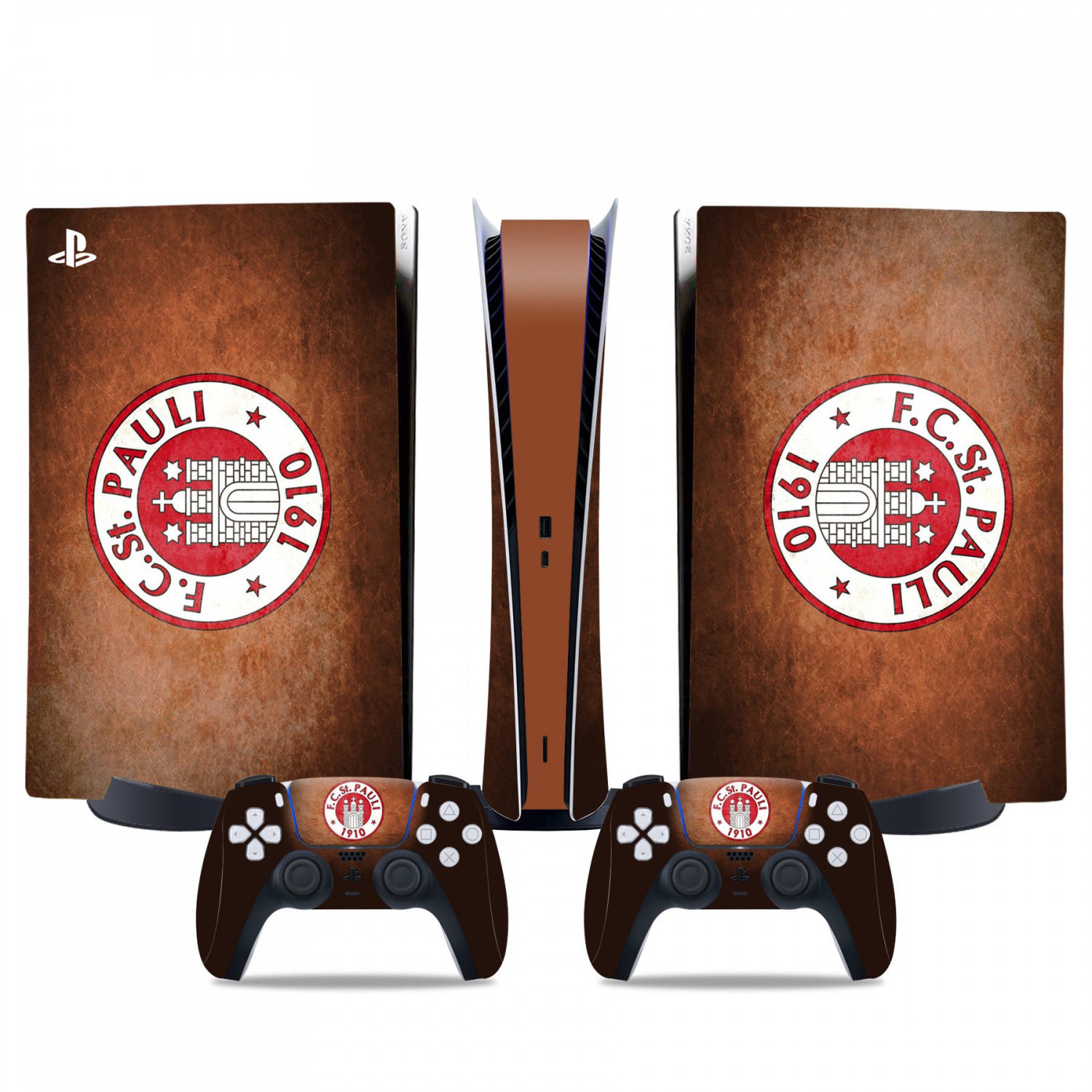 St Pauli FC decal skin for PS5 digital Console & 2 Controllers