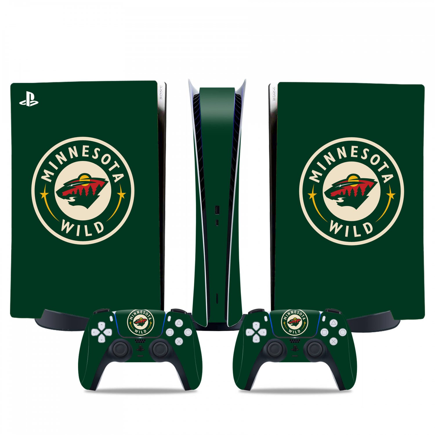 Minnesota Wild decal skin for PS5 digital Console & 2 Controllers