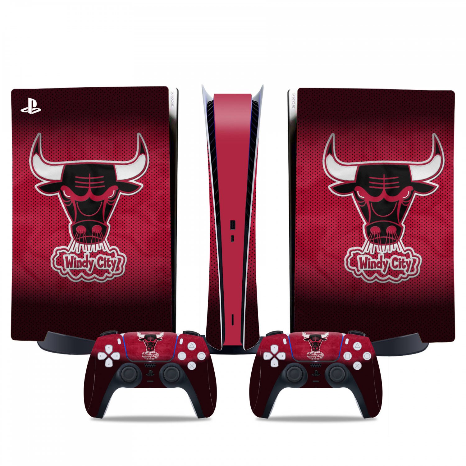 Windy City Bulls decal skin for PS5 digital Console & 2 Controllers