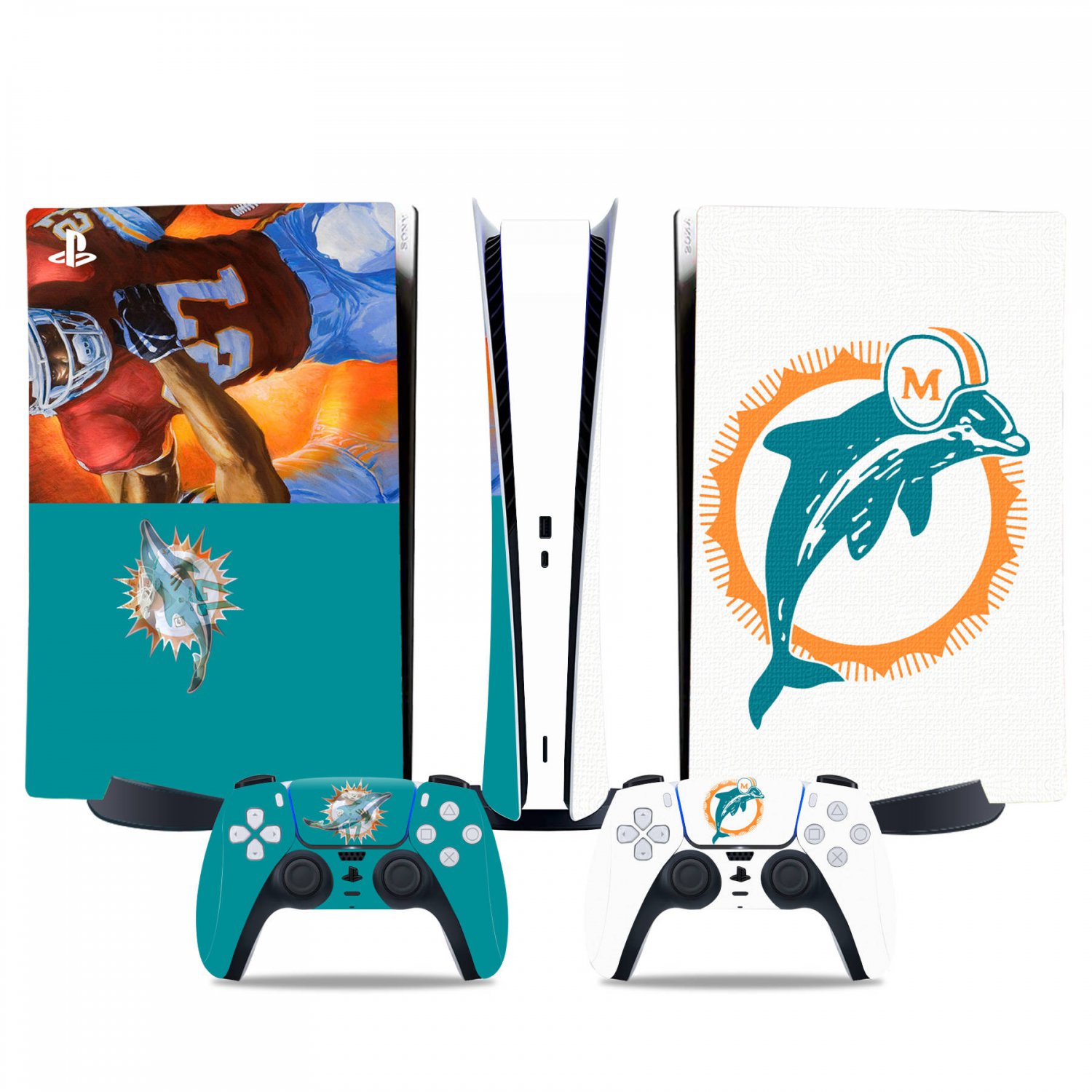 Miami Dolphins decal skin for PS5 digital Console & 2 Controllers