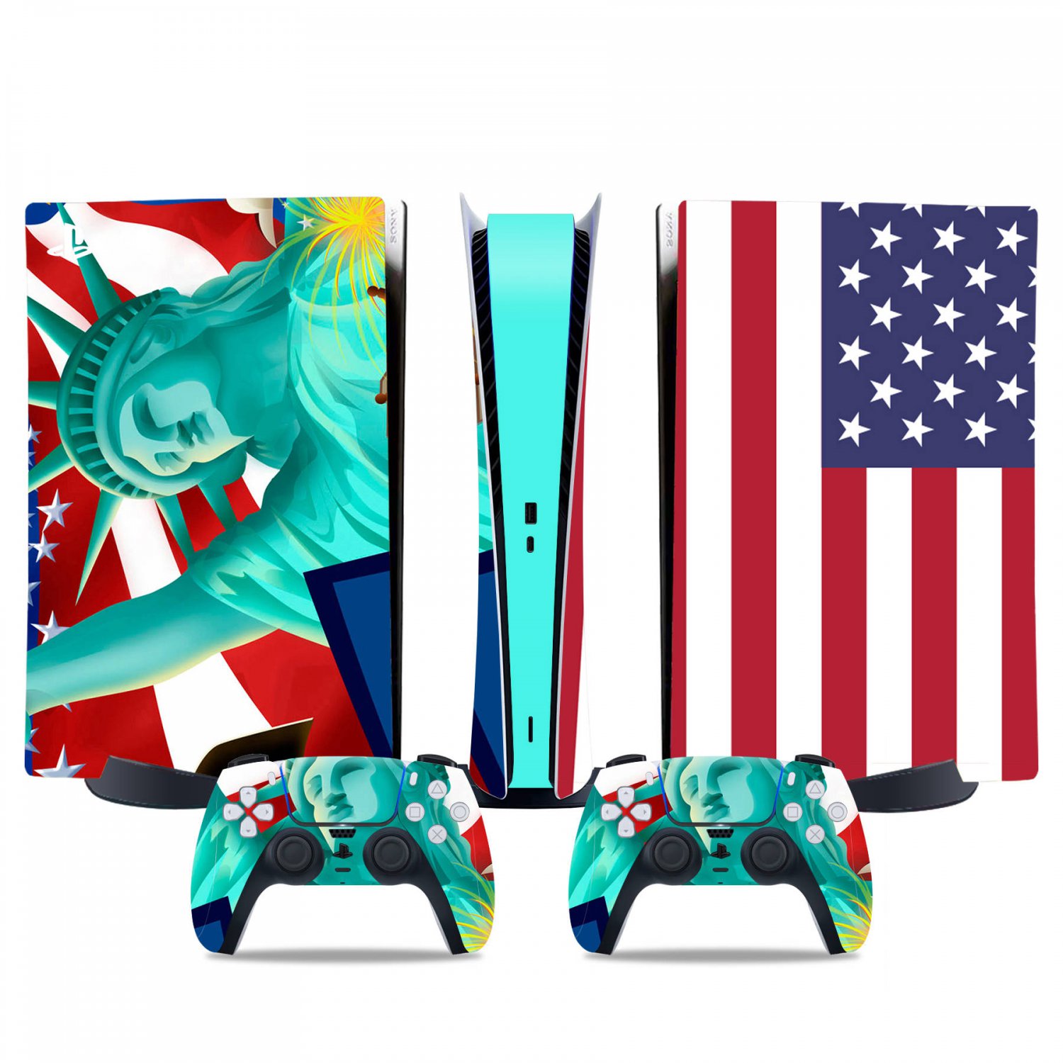 USA Flag decal skin for PS5 digital Console & 2 Controllers