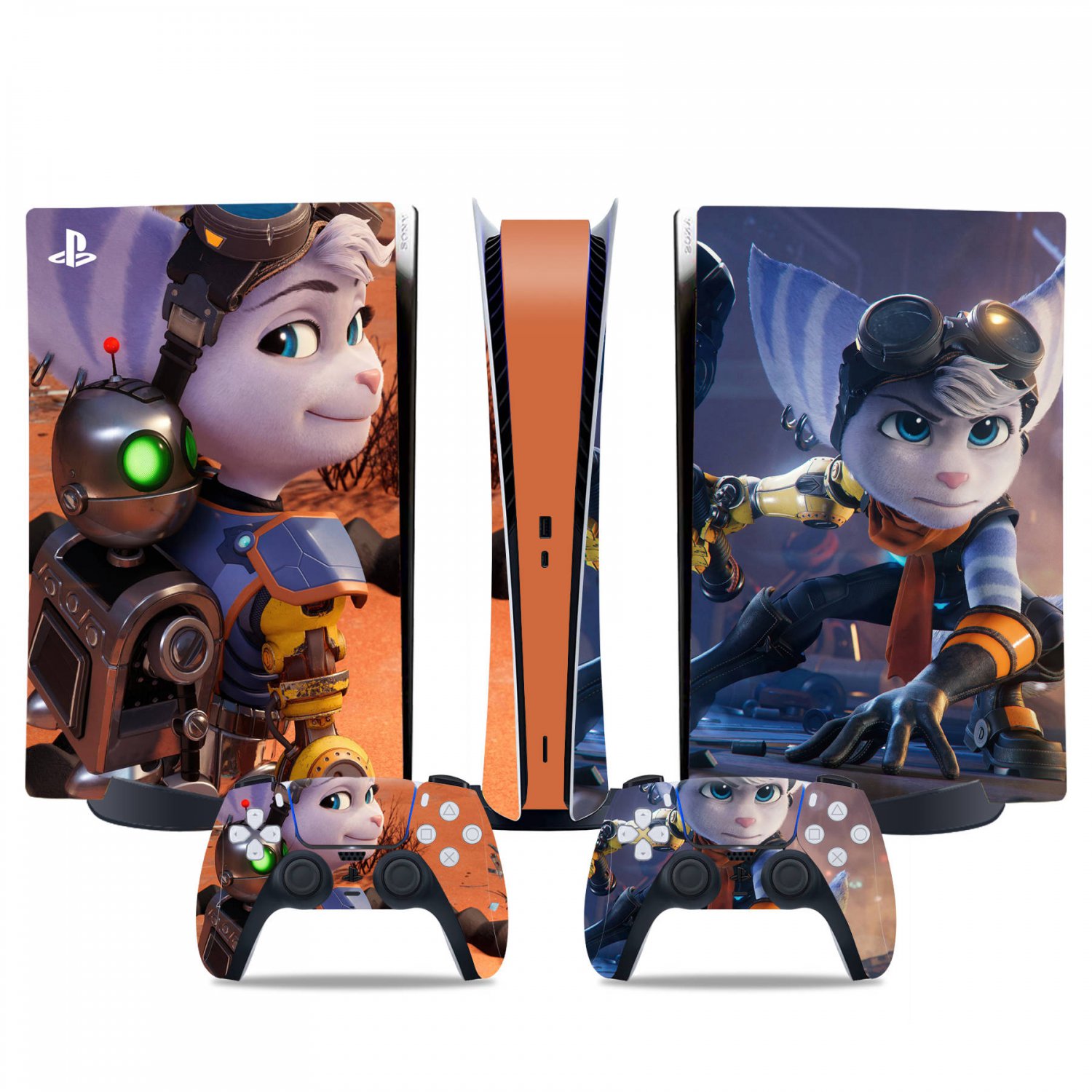 Ratchet & Clank Rift Apart decal skin for PS5 digital Console & 2 Controllers