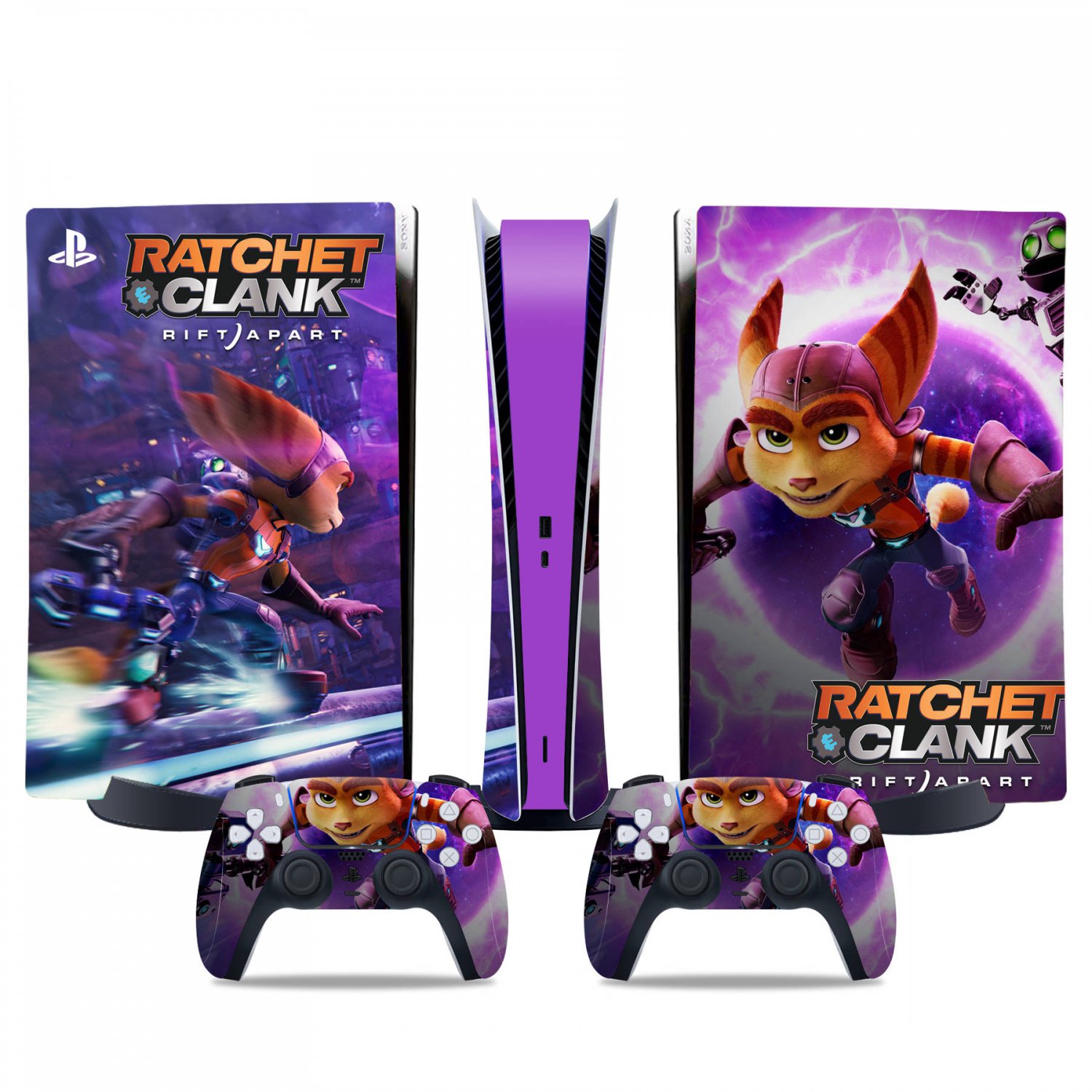 Ratchet & Clank Rift Apart decal skin for PS5 digital Console & 2 Controllers