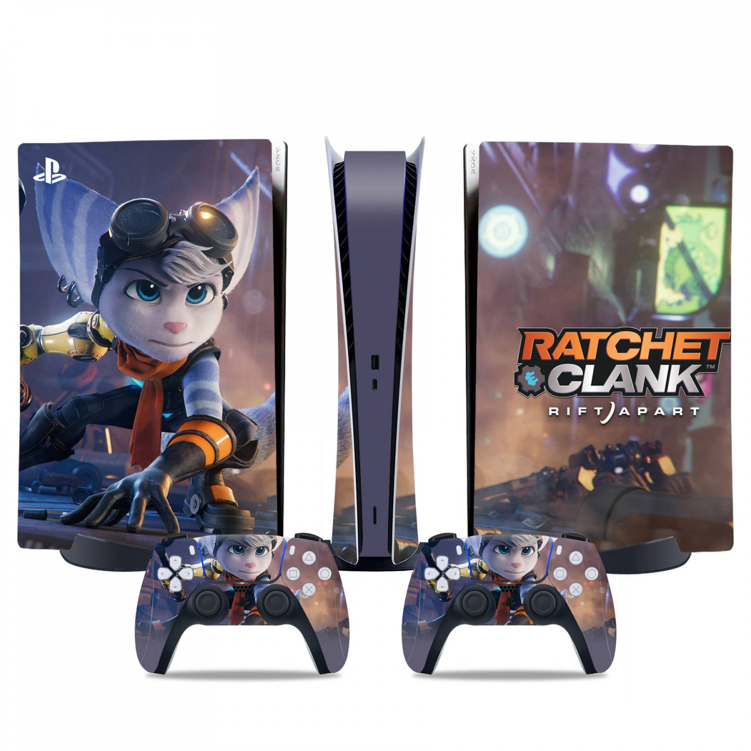 Ratchet & Clank Rift Apart decal skin for PS5 digital Console & 2 Controllers