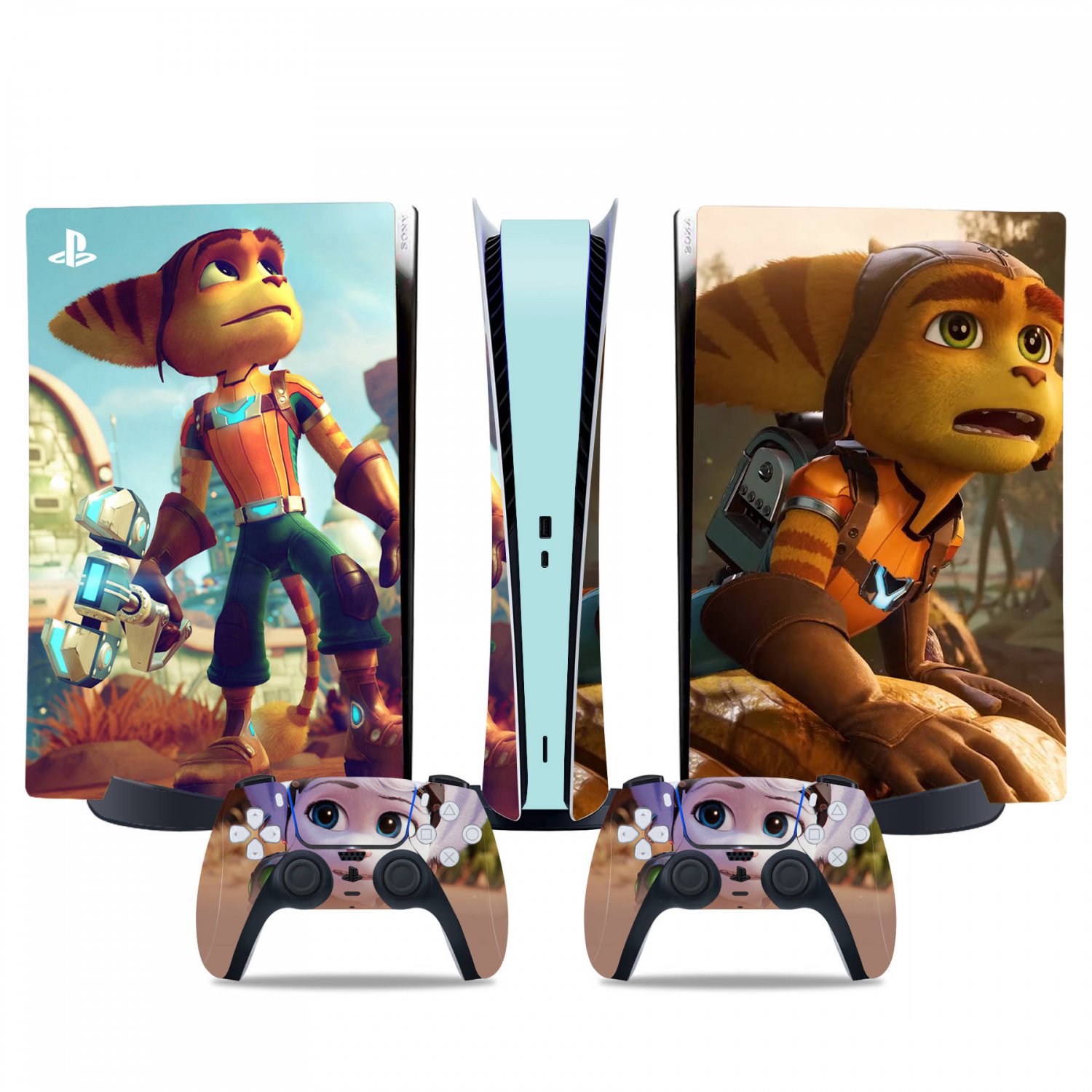 Ratchet & Clank Rift Apart decal skin for PS5 digital Console & 2 Controllers