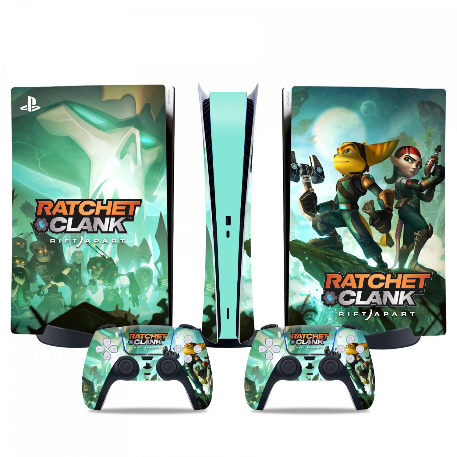 Ratchet & Clank Rift Apart decal skin for PS5 digital Console & 2 Controllers