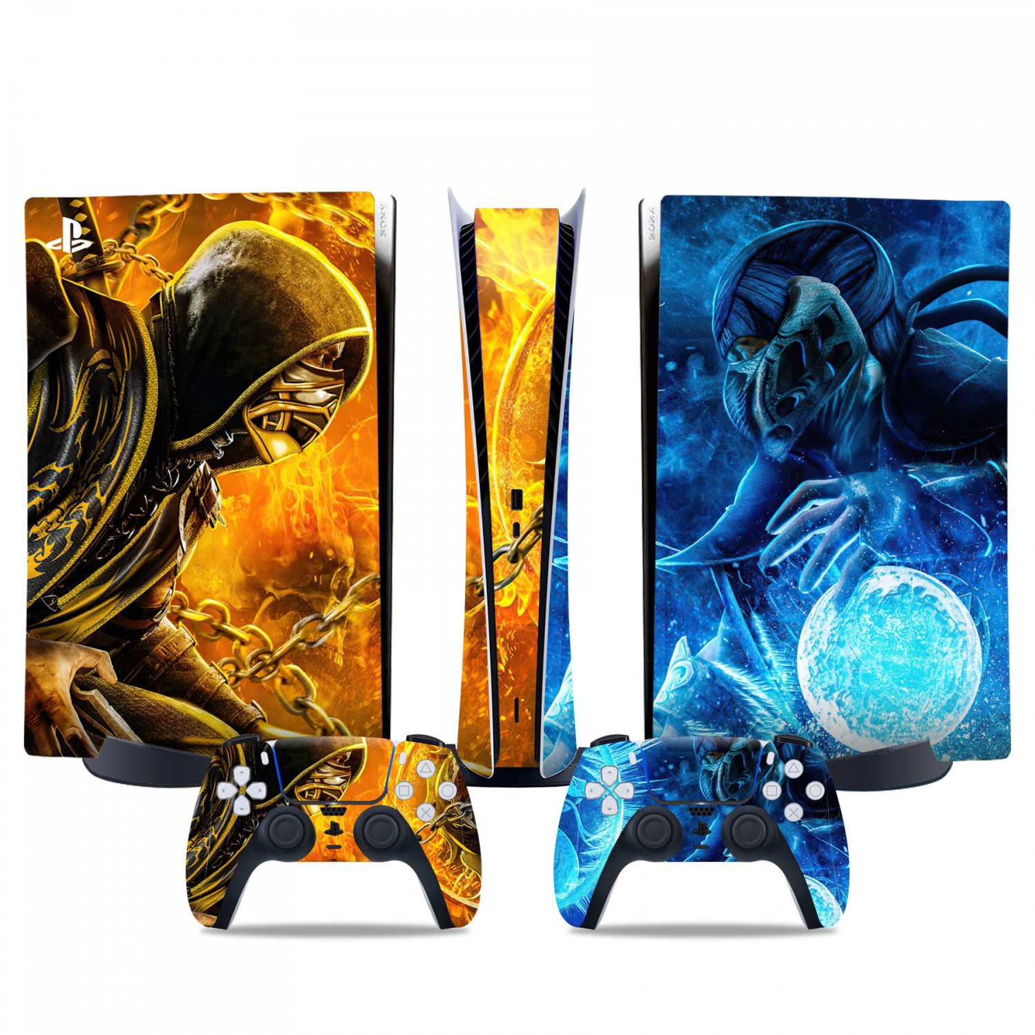 Mortal Kombat decal skin for PS5 digital Console & 2 Controllers