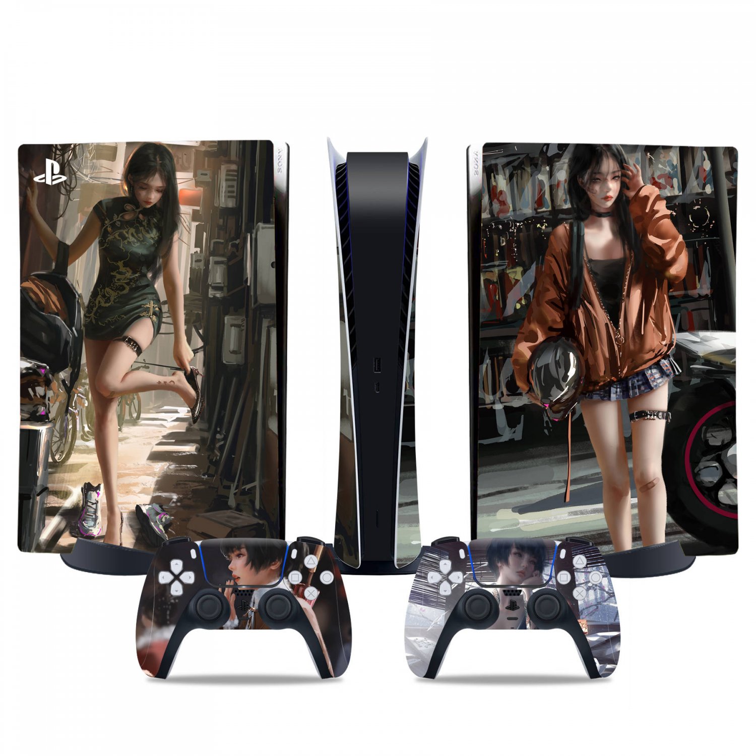 Anime Girl decal skin for PS5 digital Console & 2 Controllers