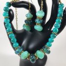 Handmade turquoise green beaded necklace