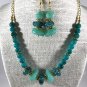 Handmade turquoise green beaded necklace