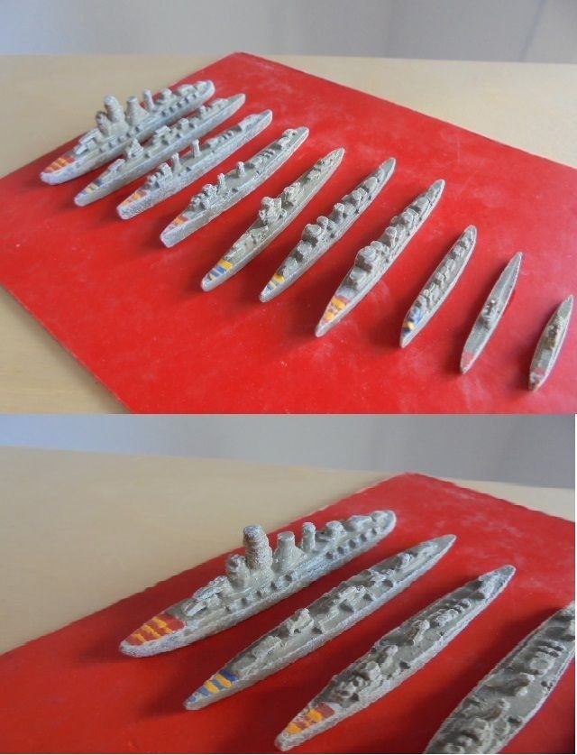 10 MODELS MINIATURE BOATS OF THE CATAN SPANISH MARINES IN LEAD 1940s ORIGINAL