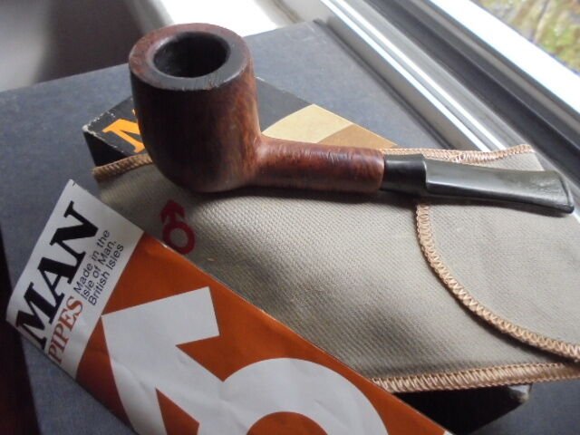 MAN MAXMAN ISLE OF MAN 312 + GARANTEE + BOX SMOKED PIPE ORIGINAL