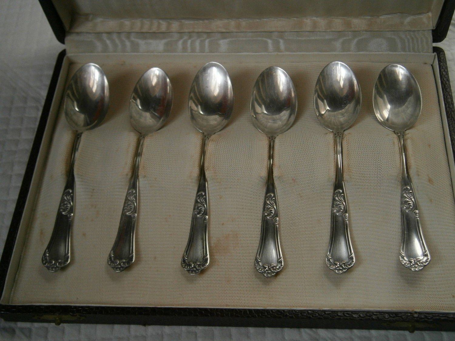 6 SPOONS FOR COFFEE OR TEA IN SILVER 800 LIBERTY DESIGN FROM 1950s 47grams