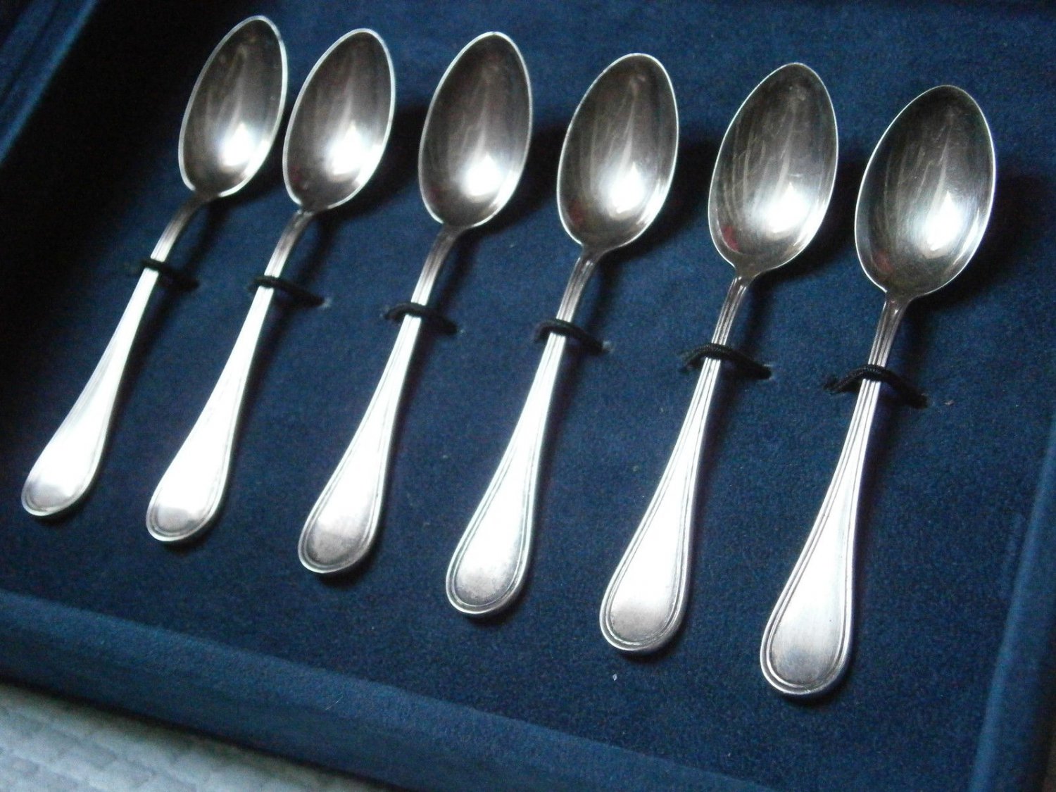 6 SPOONS FOR COFFEE OR TEA IN SILVER 800 MADE IN ITALY PADOVA FROM 1960s
