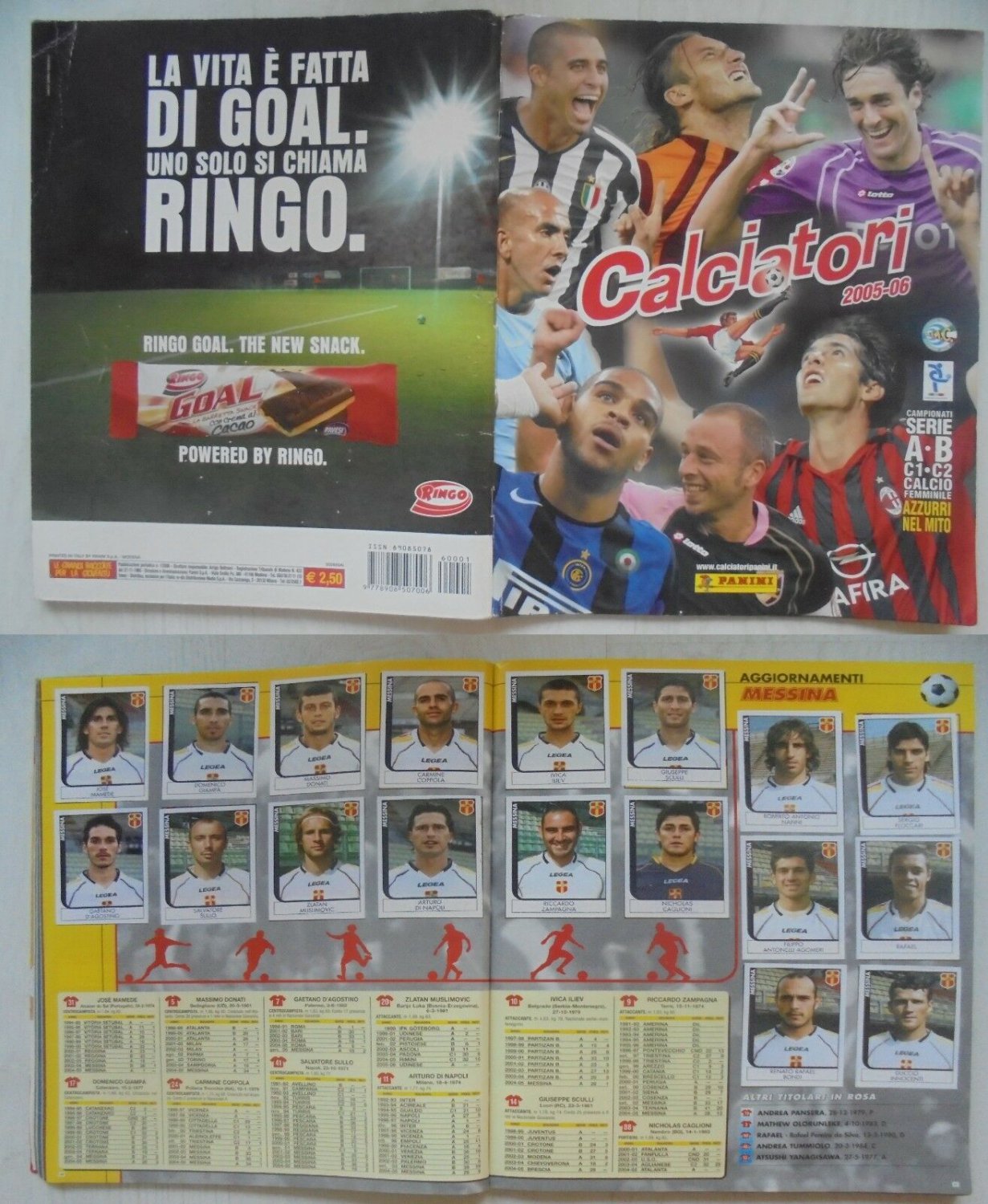 CALCIATORI 2005 2006 '05 '06 ALBUM FIGURINE PANINI COMPLETO + AGGIORNAMENTI ORIGINALE